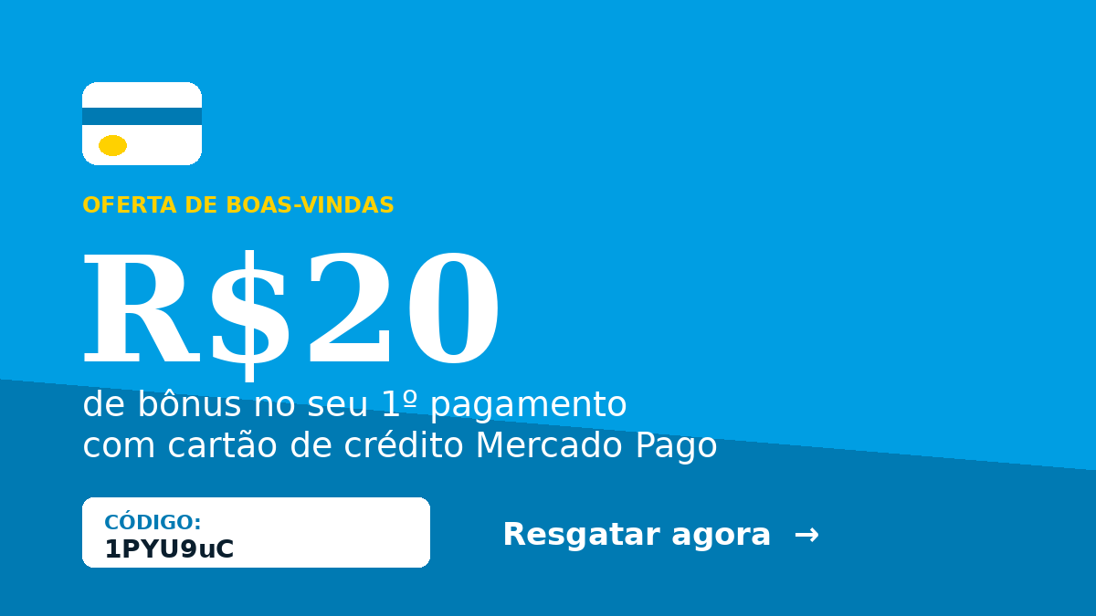 Mercado Pago: R$20 de bônus na 1ª compra, código 1PYU9uC
